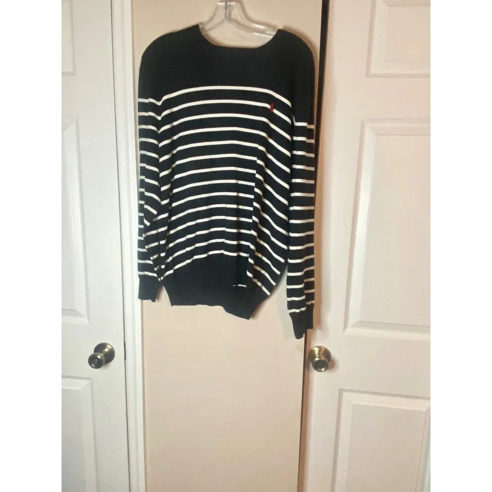 Polo Ralph Lauren Pima Cotton Striped Luxury Crewneck Sweater Large